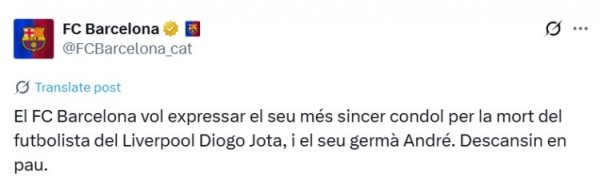 Barcelona official urged to mourn Jota: expressing deep condolences for Jota and his brother Andrei s death